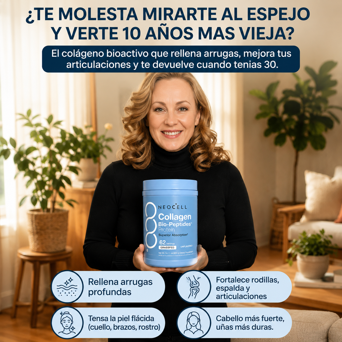 (Neocell Colageno) ¿Notas como tu cara ya no refleja a la mujerque eras hace 10 años?