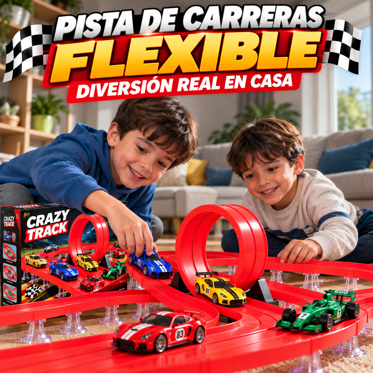 ¡Pista De Carreras Flexible Para Niños – Crea Circuitos Increíbles En Casa!