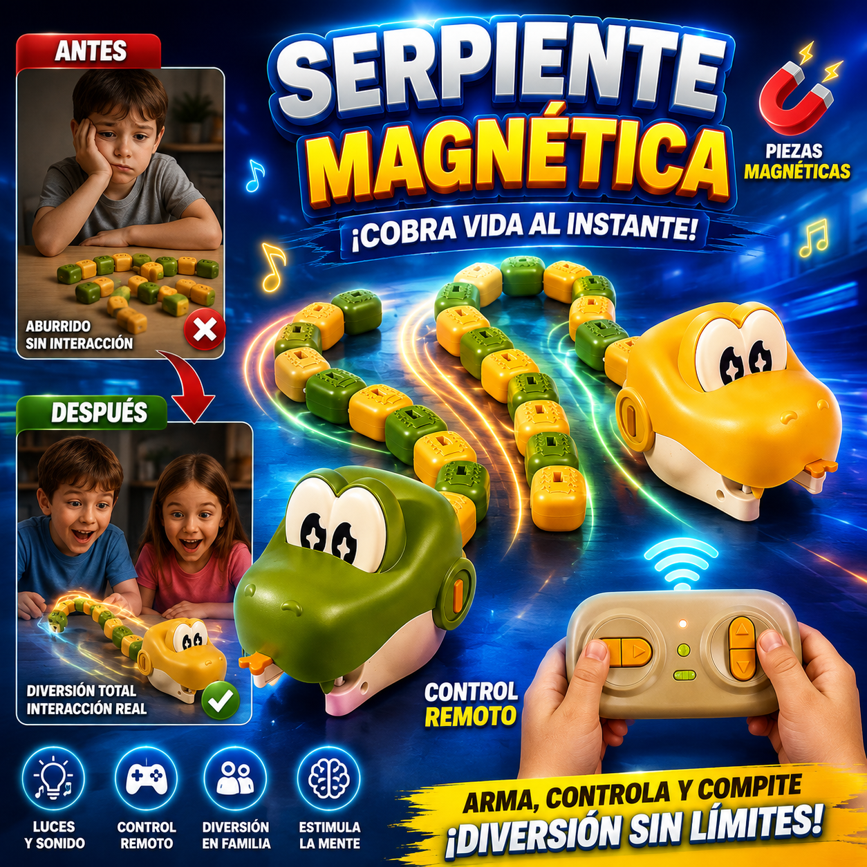 juguete de serpiente magnética interactiva con control remoto