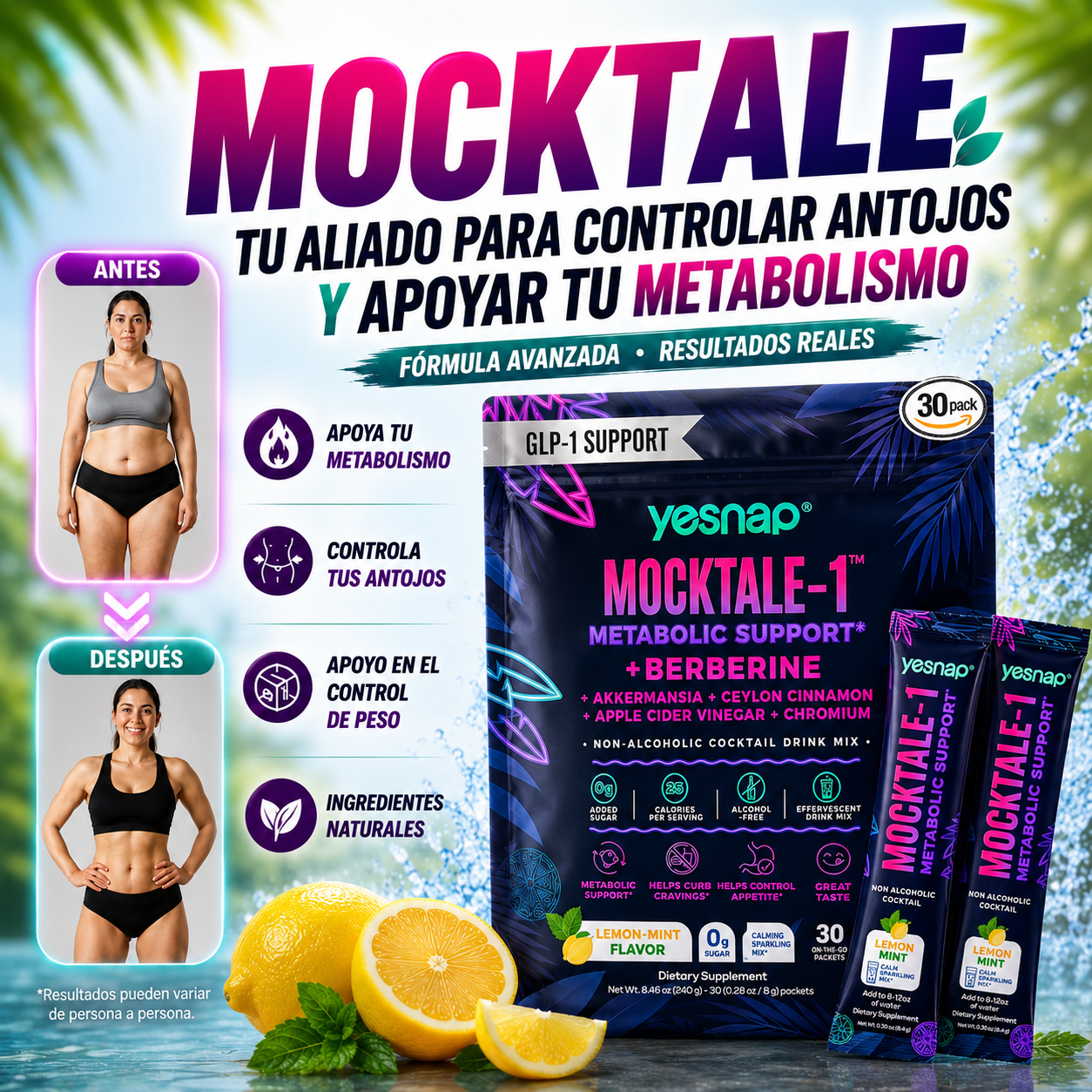 Mocktale™ | Apoyo para Bajar de Peso y Controlar los Antojos | 30 Sachets