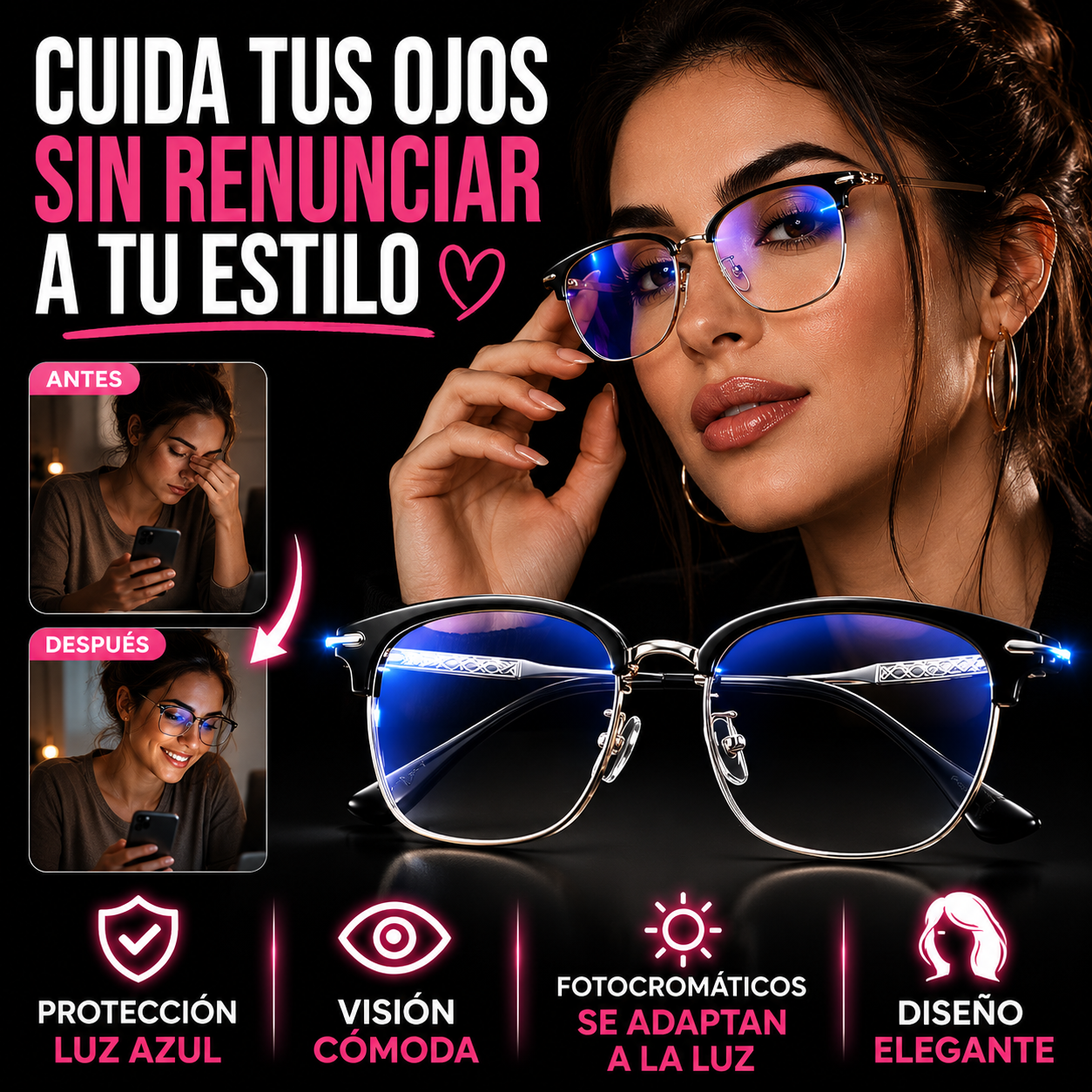 LENTES TITANIUM VISION – FILTRO LUZ AZUL Y ADAPTACIÓN FOTOCROMÁTICA