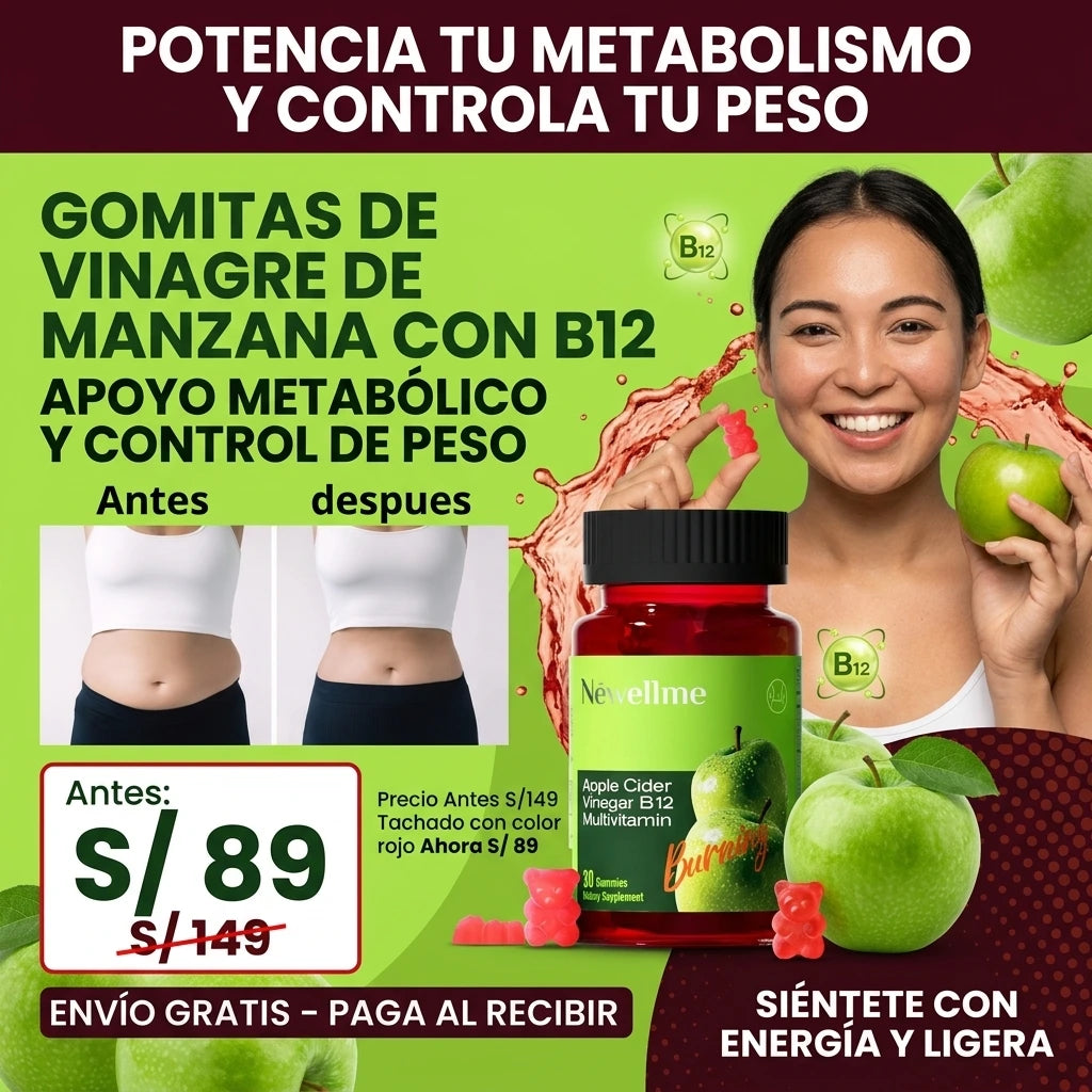 Gomitas de Vinagre de Manzana con B12 – Apoyo Metabólico y Control de Peso