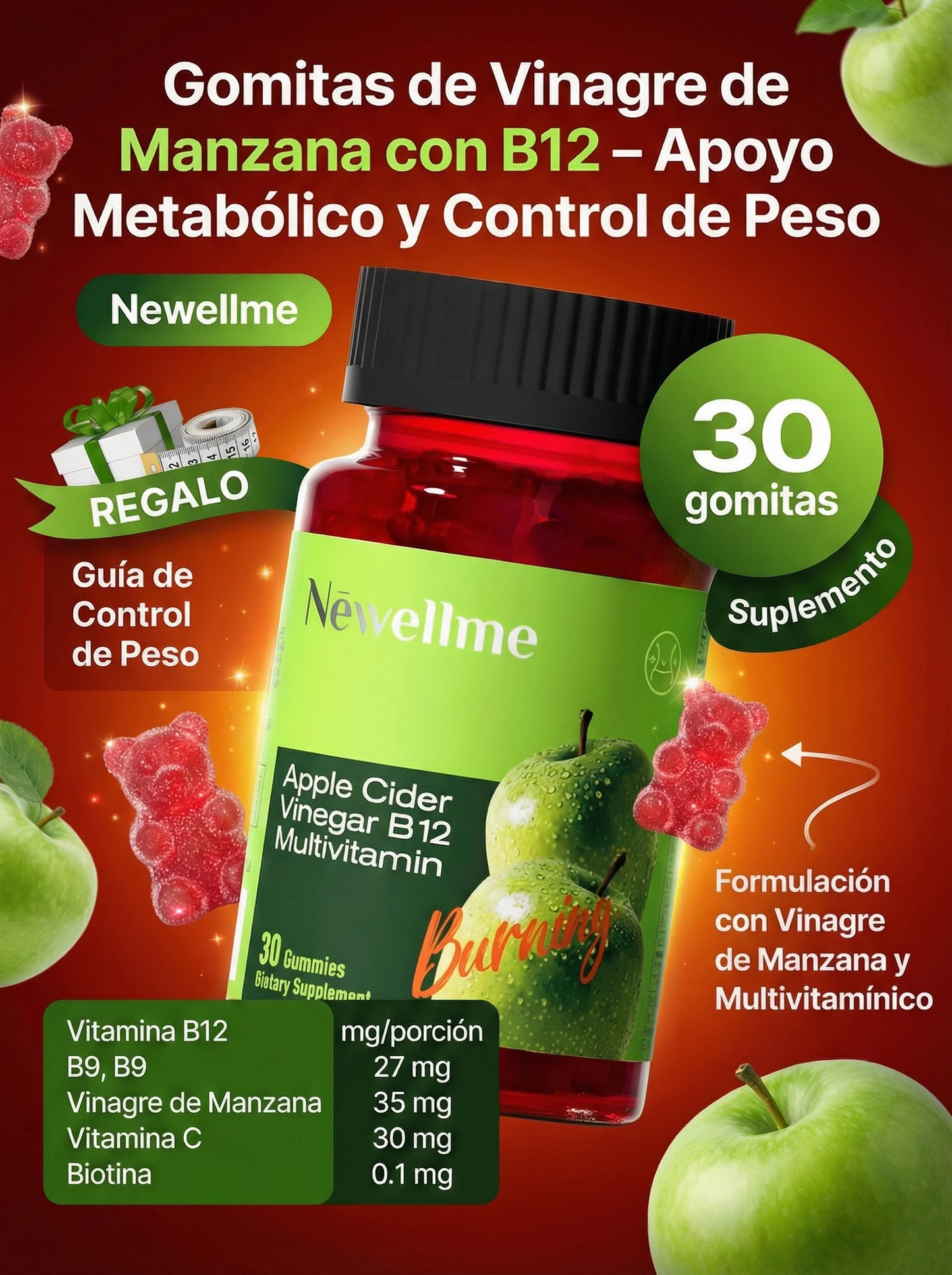 Gomitas de Vinagre de Manzana con B12