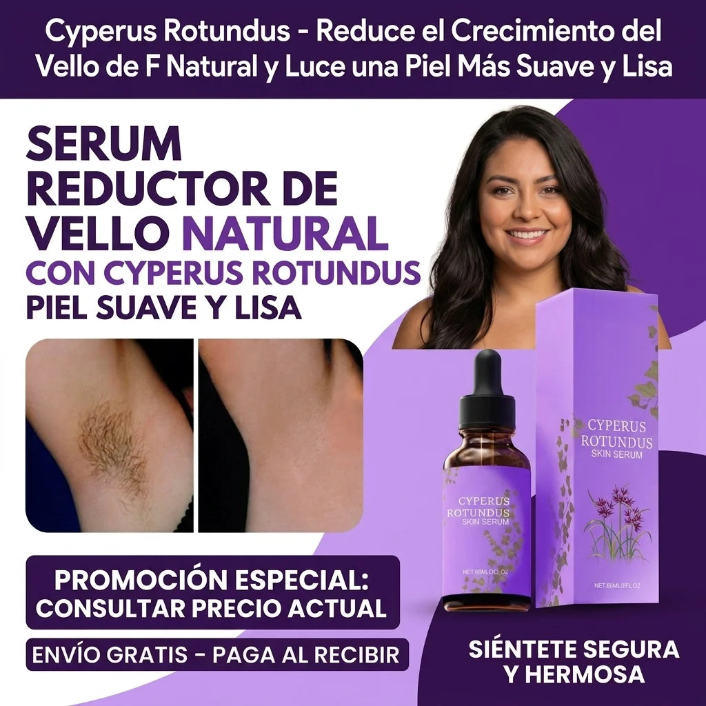 Cyperus Rotundus - Reduce el Crecimiento del Vello de Forma Natural y Luce una Piel Más Suave y Lisa