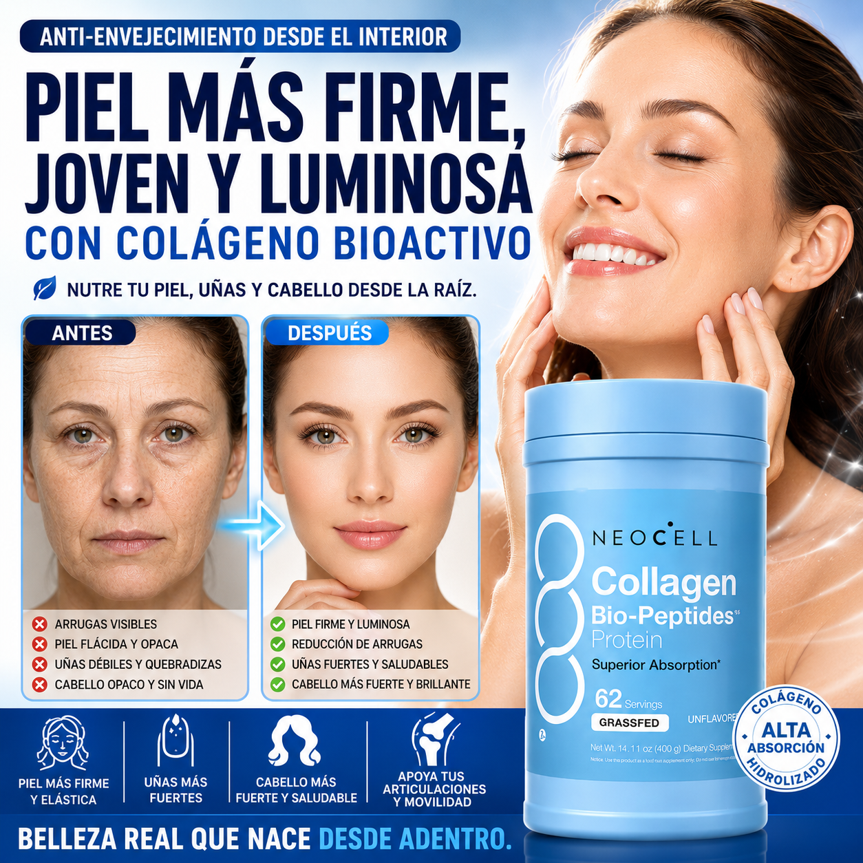 NeoCell Collagen Bio-Peptides, Solo por hoy PAGA 1 Y LLEVA 2