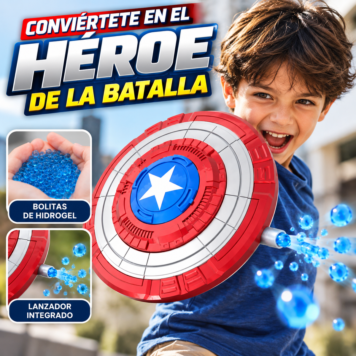 Escudo Lanzador de Hidrogel | ¡La Batalla Más Divertida Comienza Aquí!