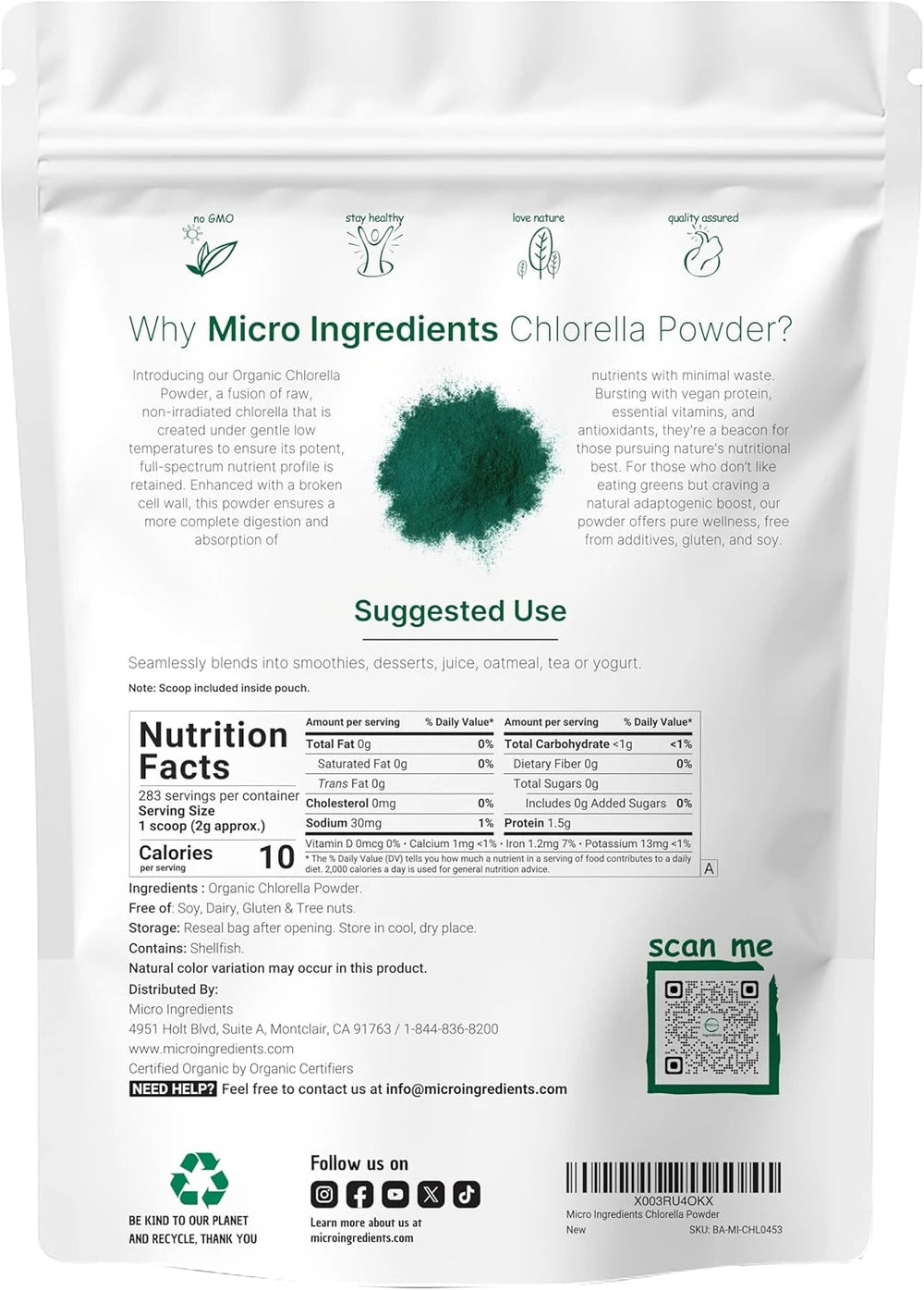 Spirulina orgánica en polvo — energía natural y hierro para combatir el cansancio