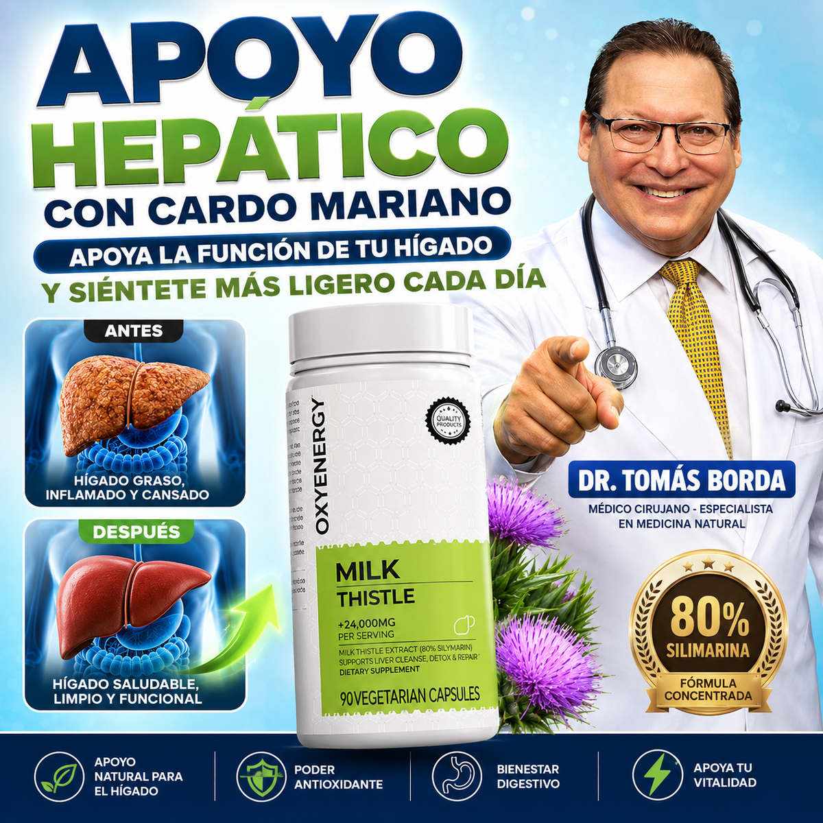 Milk Suplemento Desintoxicante Con Cardo Mariano | OFERTA PAGA 1 LLEVA 2