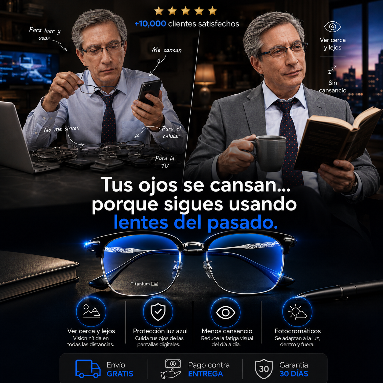 Lentes Titanium Fotocromáticos 2.0 – Visión Clara y Protección Luz Azul