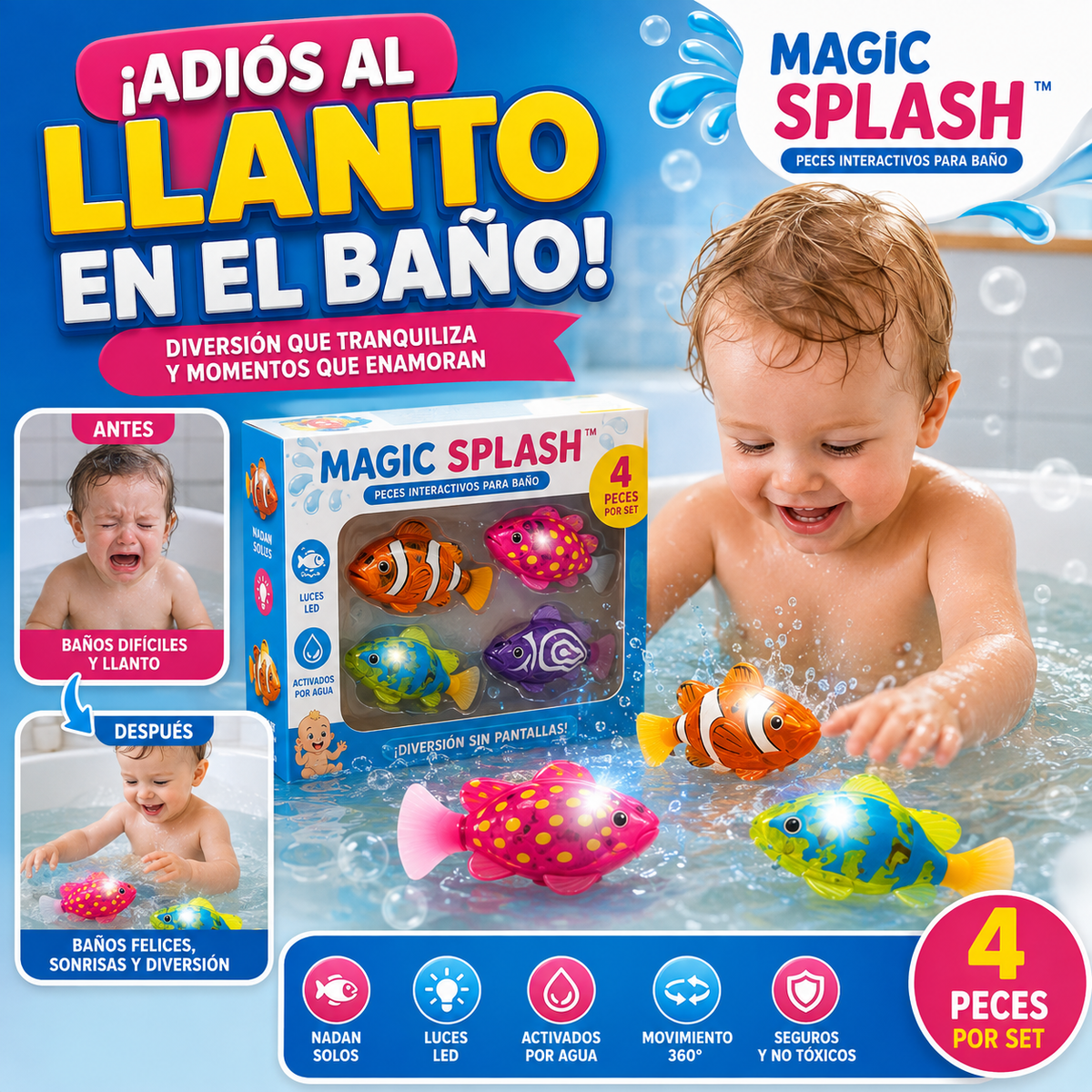 Magic Splash™ – Peces Interactivos para Baño | Diversión sin Pantallas