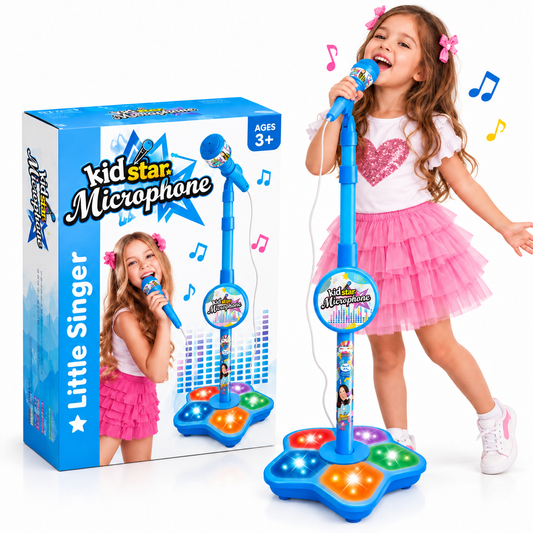¡DESPIERTA SU TALENTO! – Micrófono Infantil con Luces LED y Base Musical