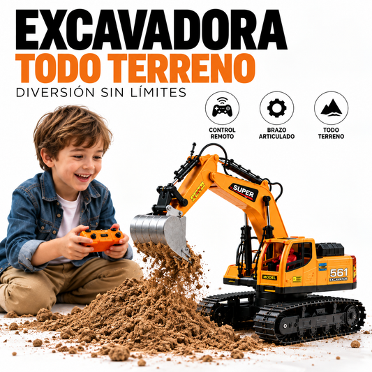 Excavadora RC | Juguete con Control Remoto para Niños