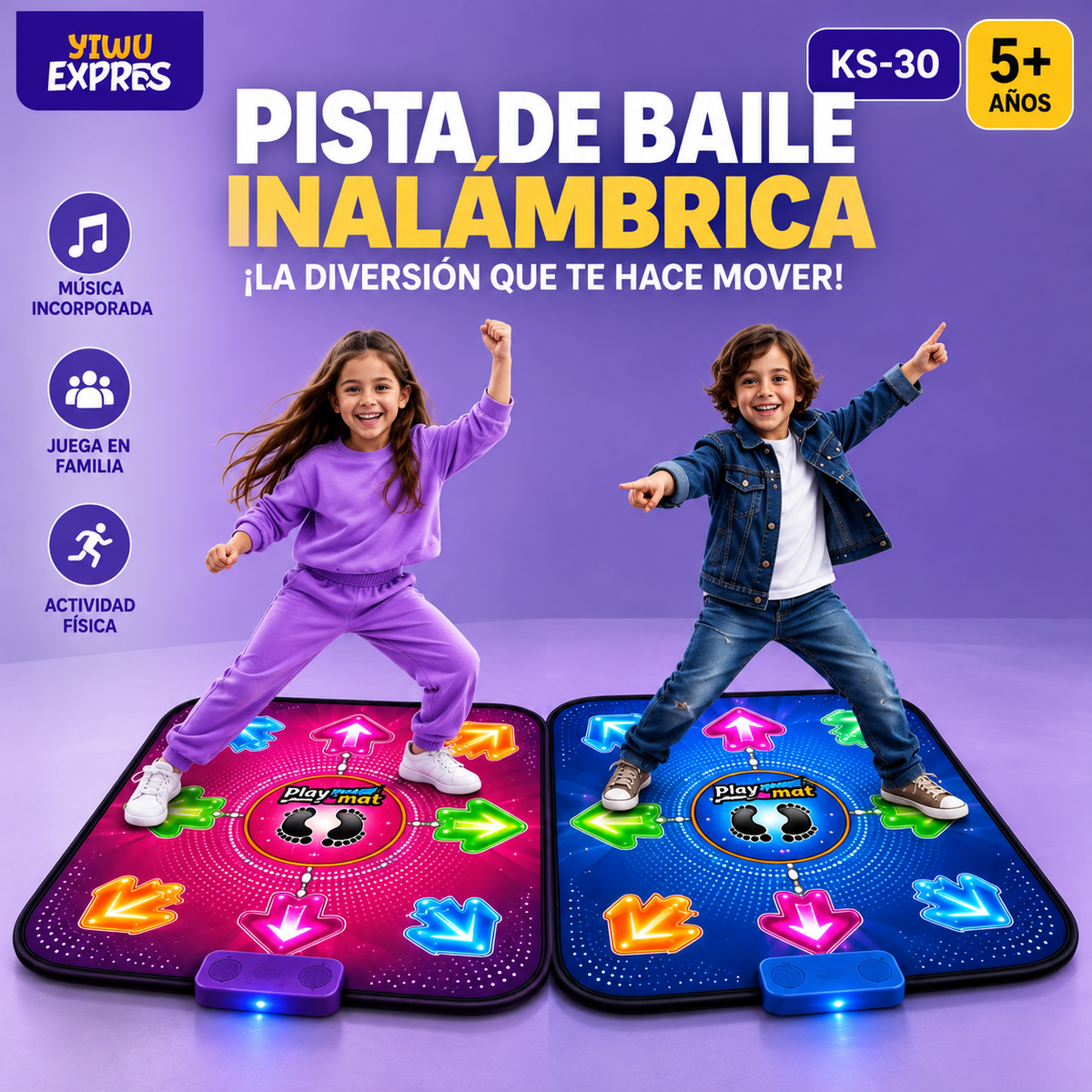 Pista de Baile Inalámbrica KS-30 – Diversión Activa para Niños y Toda la Familia
