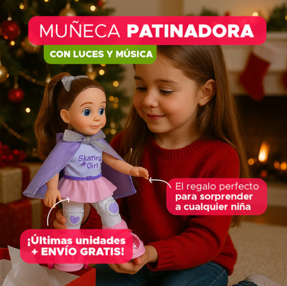 🎁💖 MUÑECA PATINADORA CON LUCES Y MÚSICA 🌟✨