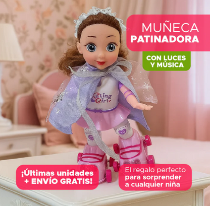 🎁💖 MUÑECA PATINADORA CON LUCES Y MÚSICA 🌟✨