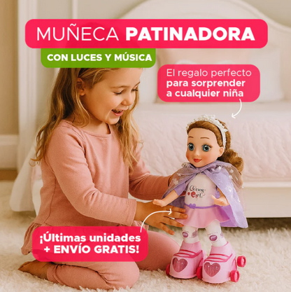 🎁💖 MUÑECA PATINADORA CON LUCES Y MÚSICA 🌟✨