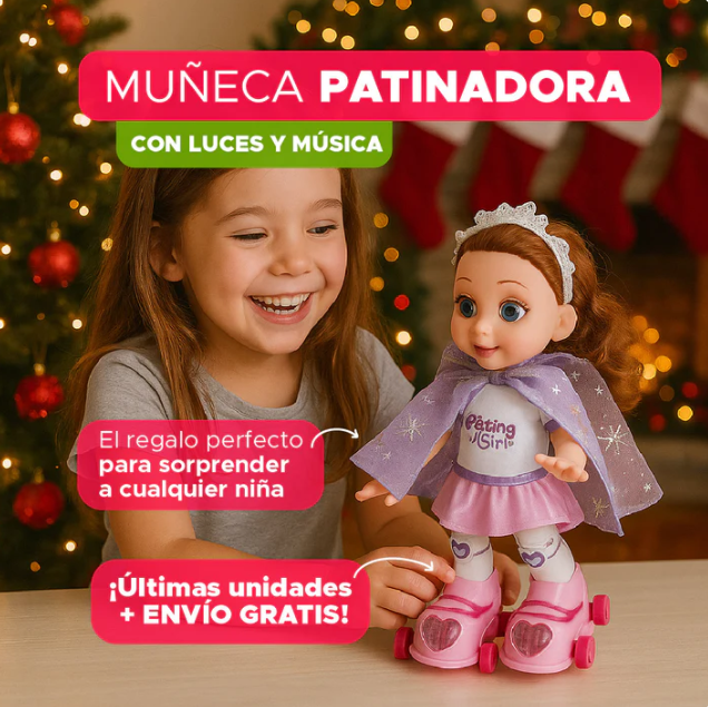 🎁💖 MUÑECA PATINADORA CON LUCES Y MÚSICA 🌟✨