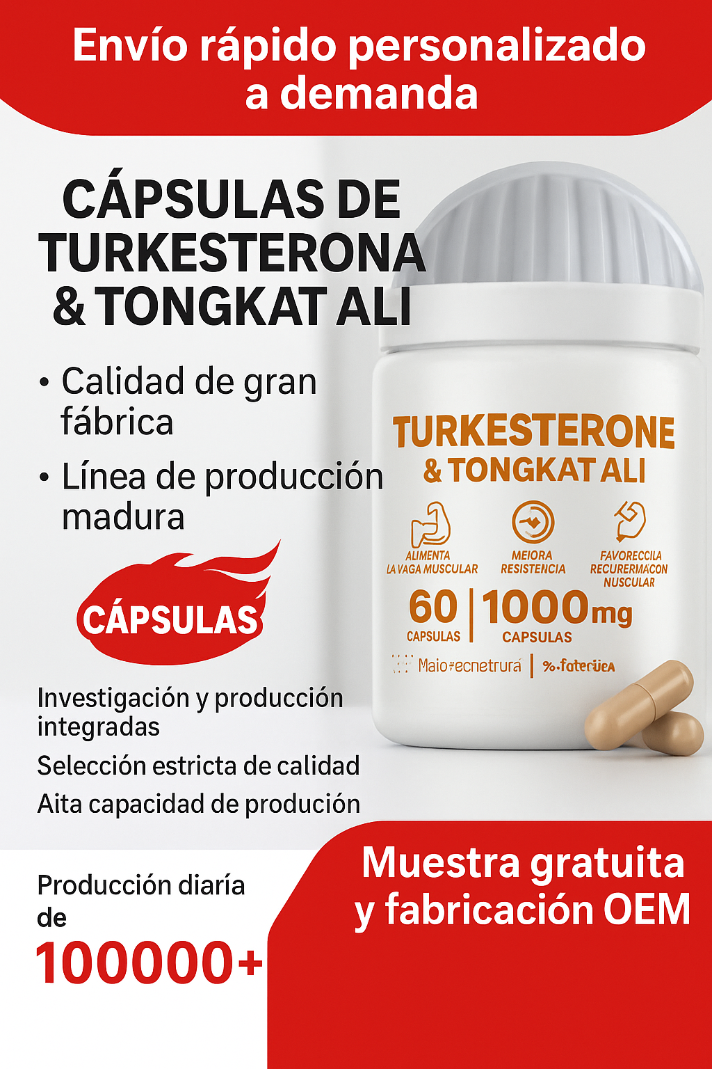 Cápsulas de testosterona turkesterona Tongkat Ali