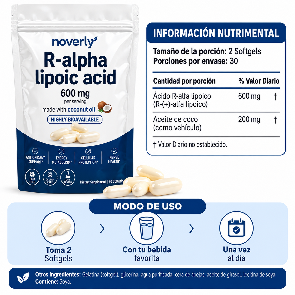 Ácido R-alfa lipoico de máxima potencia: apoyo nervioso