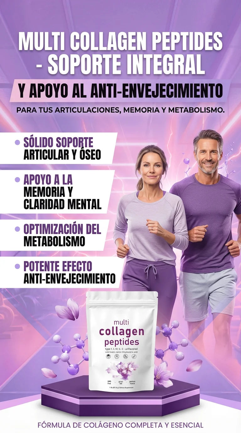 Multi Collagen Peptides - soporte integral para las articulaciones, apoyo a la memoria y metabolismo y apoyo al anti-envejecimiento