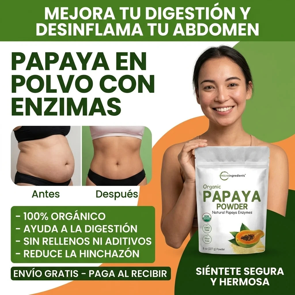 Papaya en Polvo – Mejora tu Digestión y Desinflama tu Abdomen Naturalmente