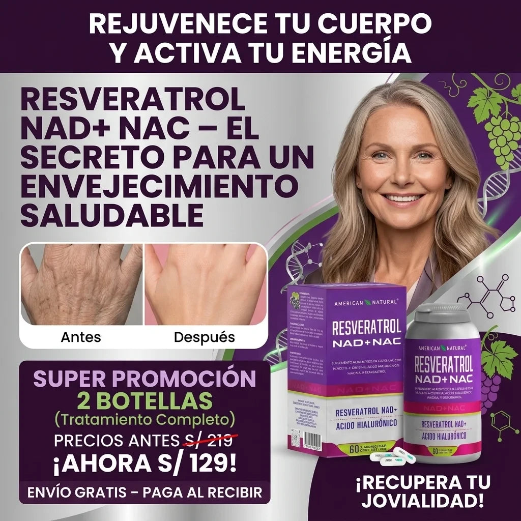 Resveratrol NAD+ NAC – Apoya un Envejecimiento Saludable