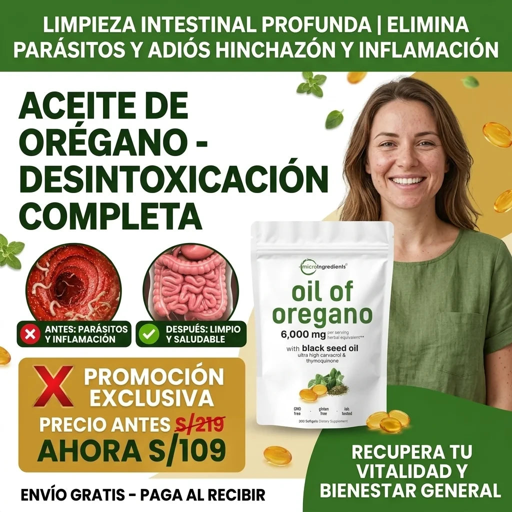 Oil of Oregano - Limpieza Intestinal Profunda, Elimina Parásitos y Adiós Hinchazón, Inflamación y Fatiga