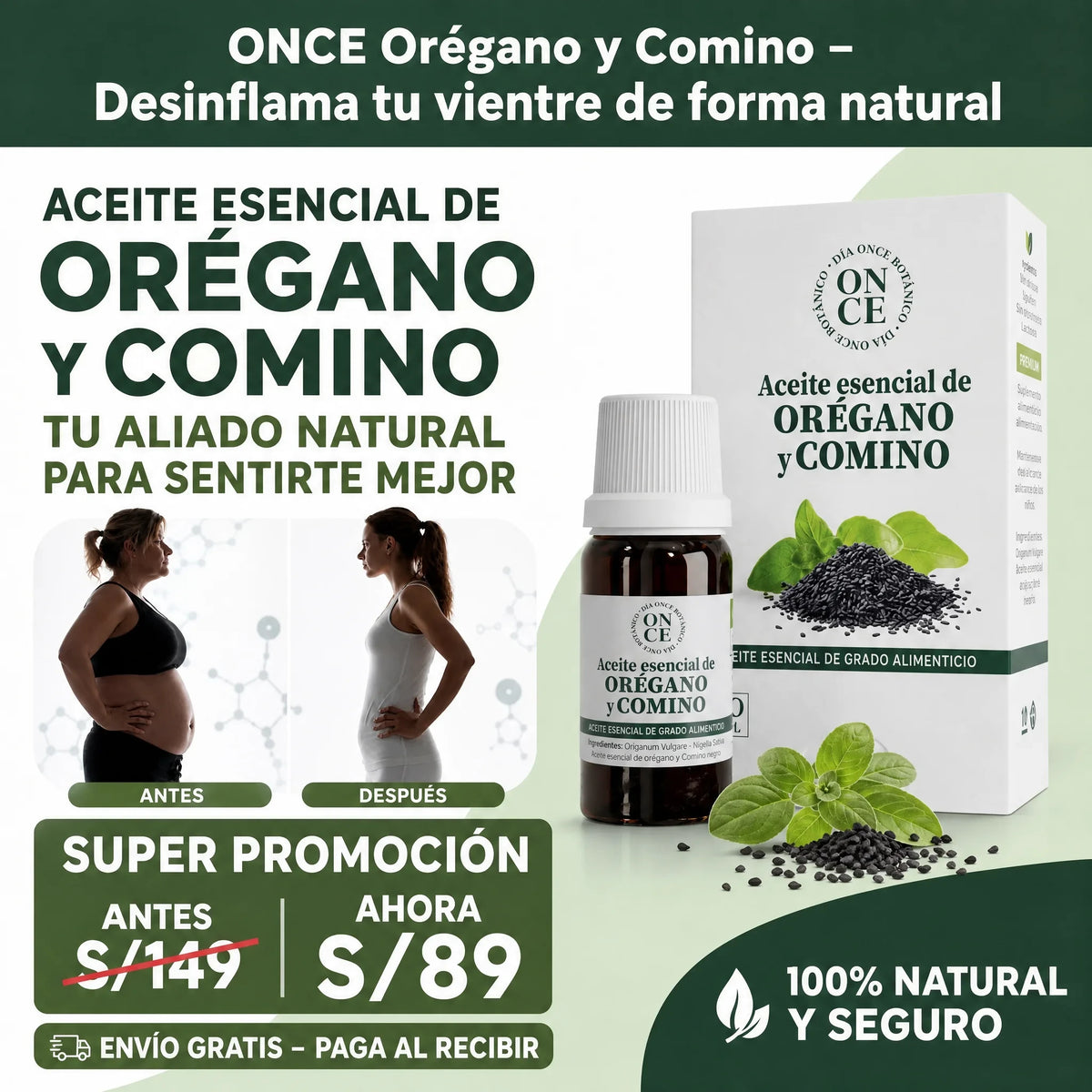 ONCE Orégano y Comino – Desinflama tu vientre de forma natural