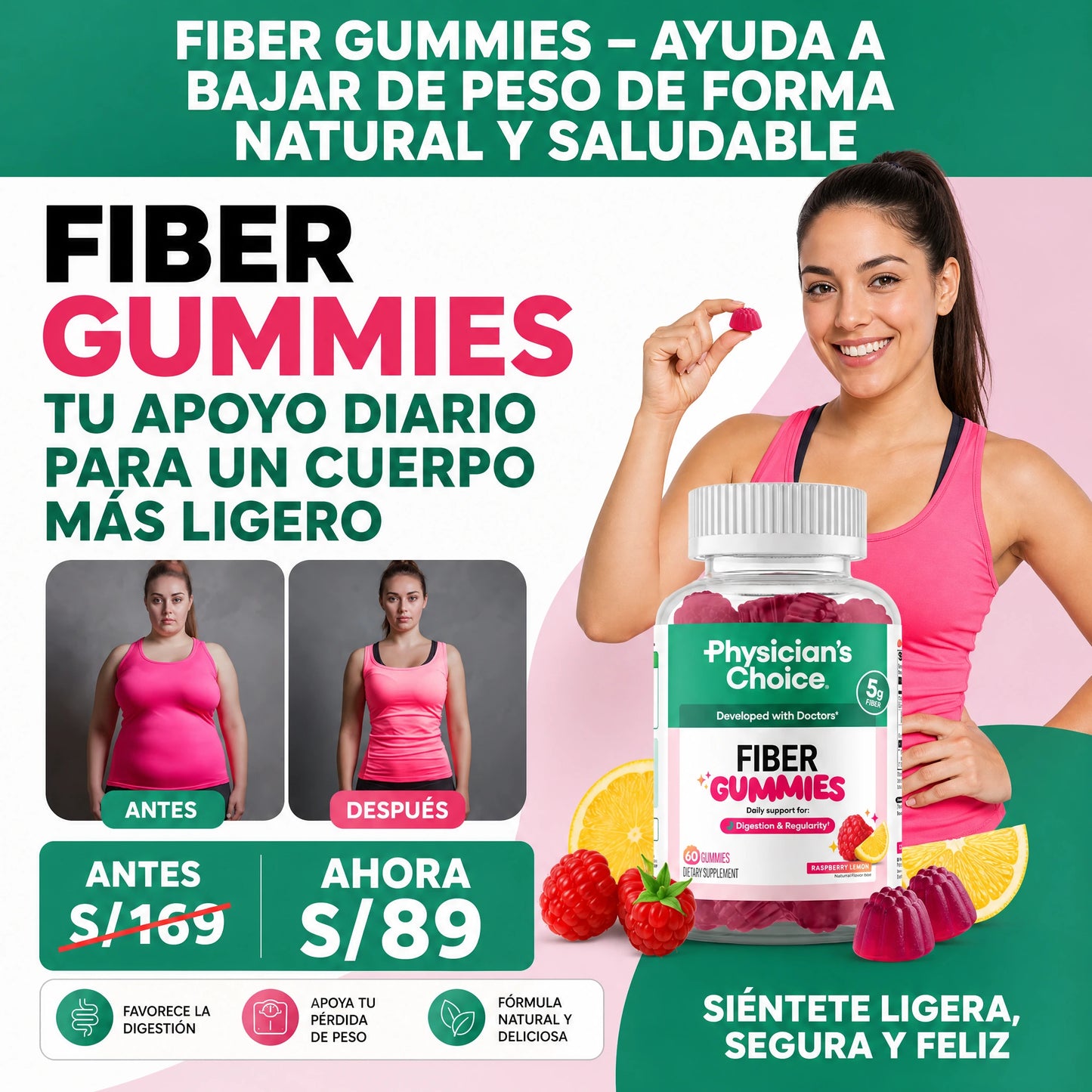 Fiber Gummies – Ayuda a Bajar de Peso de Forma Natural y Saludable 2 X 89 SOLO POR HOY