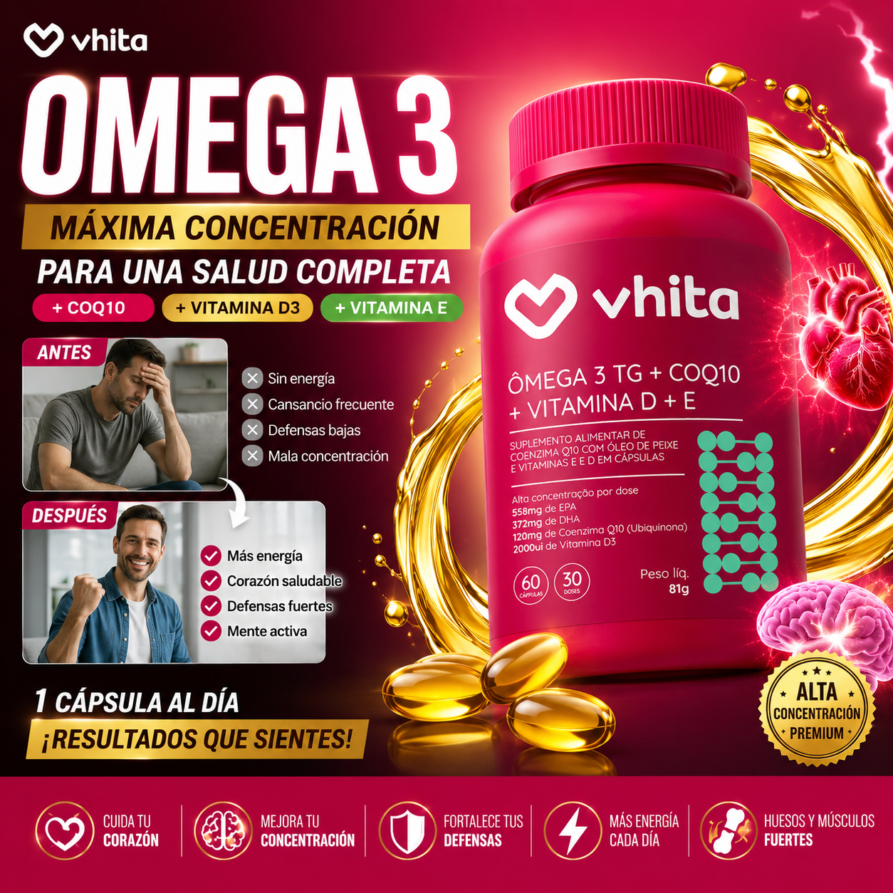 Vhita® / Omega 3 de Alta Concentración para la Salud Cardiovascular