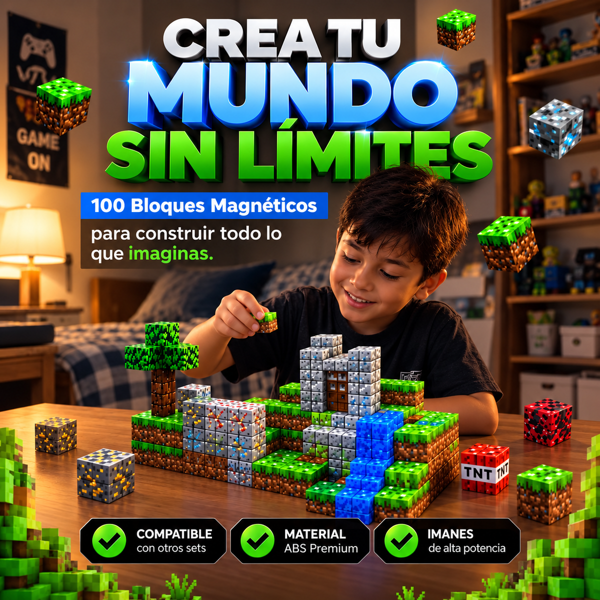 PixelMind™ Bloques Magnéticos – Crea Construcciones Sin Límites