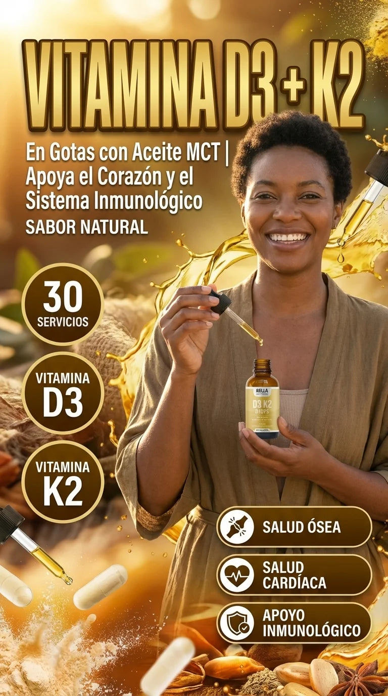 Vitamina D3 + K2 en Gotas con Aceite MCT | Apoya el Corazón y el Sistema Inmunológico